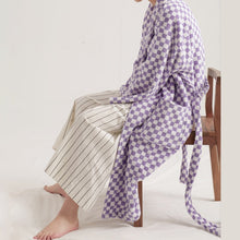 Load image into Gallery viewer, Luxurious Towels Plaid Retro Checkerboard Cotton Bathrobe Women Robe Soft Sleepwear Kimono Warm Bath Robes Coat Towel Homewear