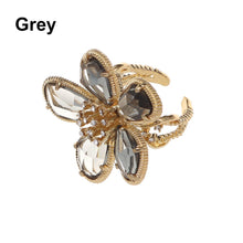 Load image into Gallery viewer, Fashion Big Crystal Flower Rings Individuality Floral Opening Rings For Famale Party Adjustable Finger Jewelry Gifts