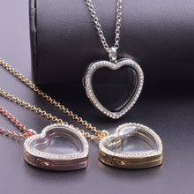 Load image into Gallery viewer, Heart Locket Pendant Necklace For Women Men Accessories Rhinestone Floating Lockets Charm Necklaces Fashion Jewelry Gift 3 Color