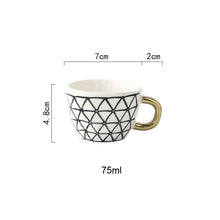 Load image into Gallery viewer, Hand Painted Geometric Ceramic Mugs With Gold Handle Handmade Irregular Cups For Coffee Tea Milk Oatmeal Creative Birthday Gifts