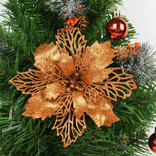 Load image into Gallery viewer, 5pcs 9-16cm Glitter Artifical Christmas Flowers Christmas Tree Decorations for Home Fake Flowers Xmas Ornaments New Year Decor
