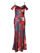 Load image into Gallery viewer, sealbeer A&amp;A off the shoulder Sheer Chiffon Print Maxi Dress