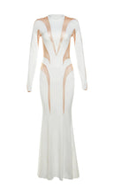 Load image into Gallery viewer, sealbeer A&amp;A Luxe Long Sleeve Elegant Mesh Insert Bodycon Maxi dress