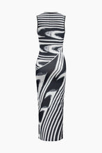 Load image into Gallery viewer, sealbeer A&amp;A Abstract Monochrome Sleeveless Maxi Dress
