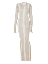 Load image into Gallery viewer, sealbeer A&amp;A Frayed Knit Sheer Long Sleeve Maxi Dress