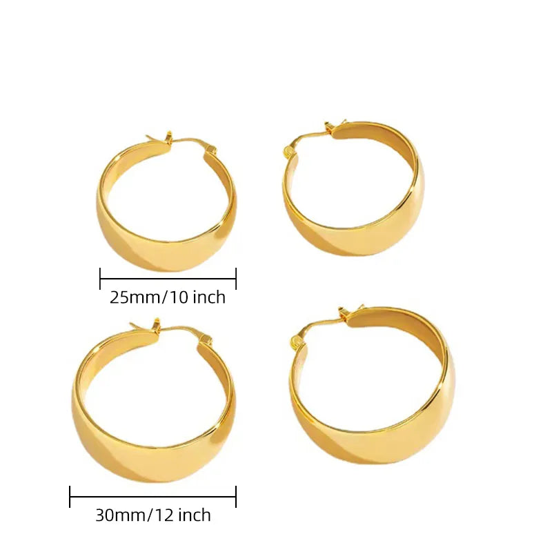sealbeer A&A Stainless Steel Gold Plated Wide Hoop Earrings