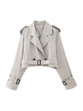 Load image into Gallery viewer, sealbeer A&amp;A Cropped Belted Trench Jacket