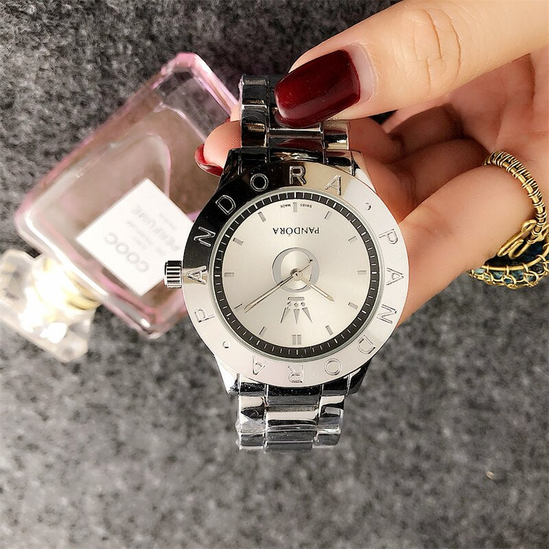 Luxury brand Quartz Wrist Dress Women Watches Silver Bracelet Ladies Watch Stainless Steel Clock Casual pandoraes Watch 6