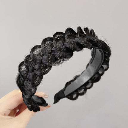 Black Twist Braid Hair Bands for Women Toothed Non-slip Designer Headbands Fashion Adjustable Braids HeadBand Girls Headwear