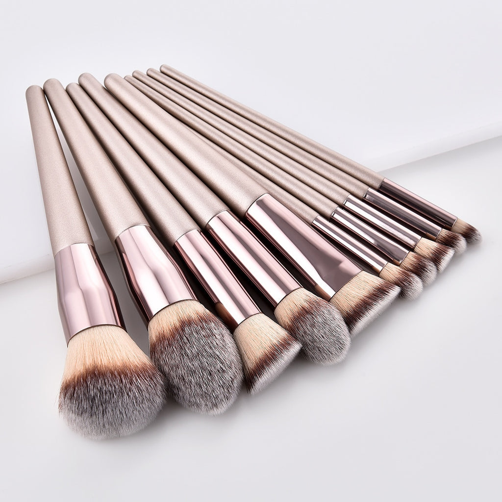 4/10Pcs Champagne Makeup Brushes Set For Cosmetic Foundation Powder Blush Eyeshadow Kabuki Blending Make Up Brush Beauty Tool