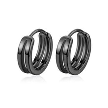 Load image into Gallery viewer, 1 Pair Hollow Double Ring Small Hoop Earrings For Men Women New Trend Black Silver-color Hip Hop Party Gothic Ear Jewelry
