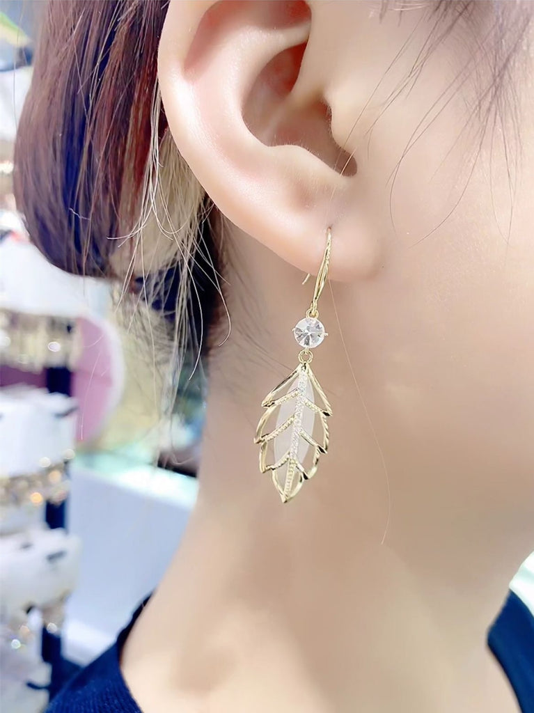 Leaf Opal Pendant Fashion Simple Golden Personality Pendant Earrings Trend  Elegant Jewelry for Women