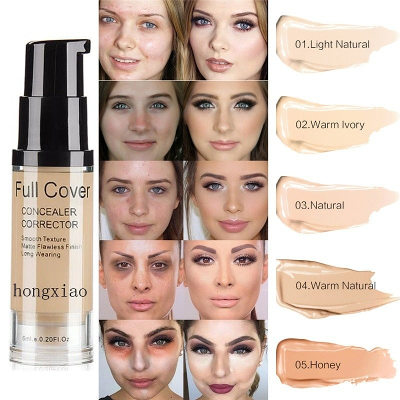 5 Colors Full Cover Liquid Concealer Makeup 6ml Eye Dark Circles Cream Face Corrector Waterproof Make Up Base Cosmetic