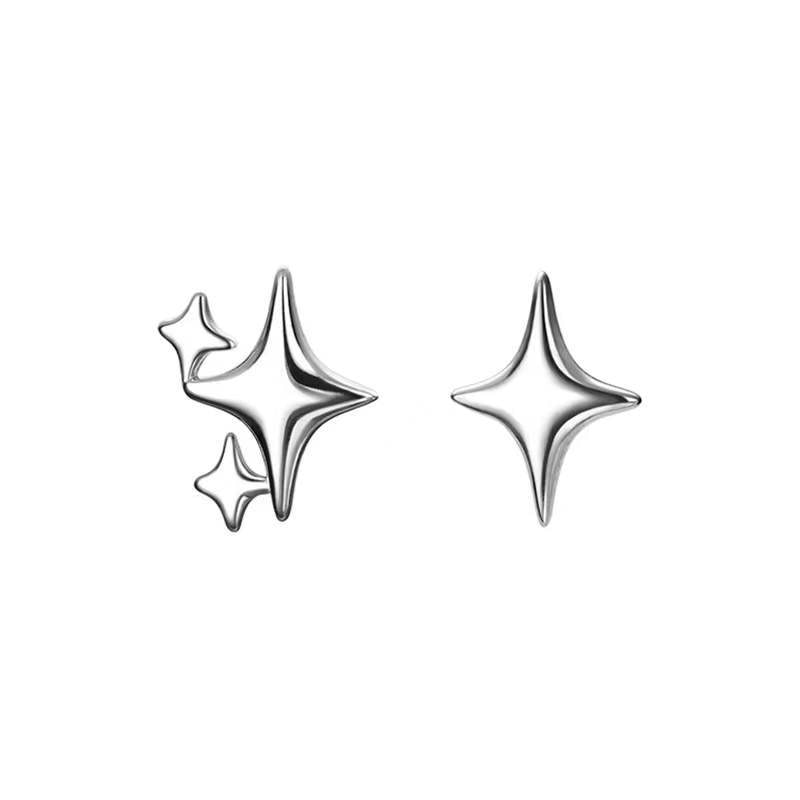 VENTFILLE 925 Stamp Silver Gold Color Star Stud Earrings Women Girl Gift Cute Banquet Asymmetry Jewelry Dropshipping Wholesale