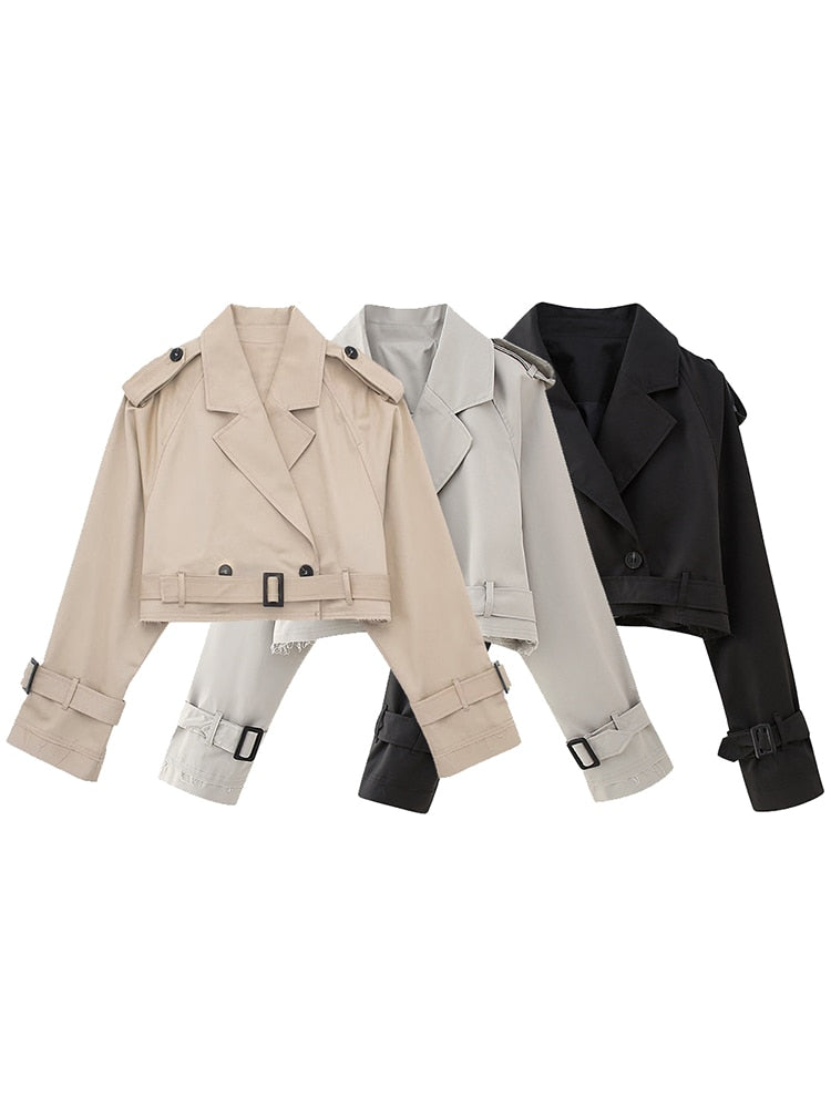 sealbeer A&A Cropped Belted Trench Jacket