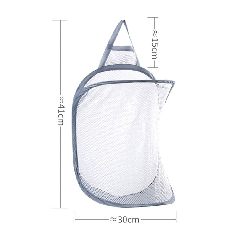 Folding Laundry Basket Organizer for Dirty Clothes Bathroom Clothes Mesh Storage Bag Household Wall Hanging Basket Frame Bucket