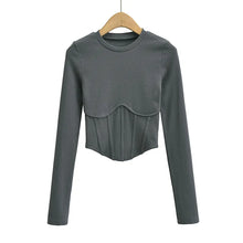 Load image into Gallery viewer, sealbeer A&amp;A Corset Inspired Long Sleeve Ribbed Crop top