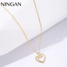 Load image into Gallery viewer, NINGAN Necklace for Women Heart Choker Pendant Gold Girls Necklace with Dazzling Zircon Engagement Jewelry