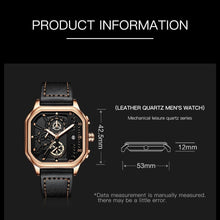 Load image into Gallery viewer, NEKTOM Luxury Man Watches Square Sport Mens Watches Waterproof Quartz Gold Clock Man Watches Luminous Wristwatch