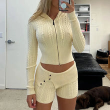 Load image into Gallery viewer, sealbeer A&amp;A It Girl Knitted 2 Piece Set Cropped Sweater and Shorts