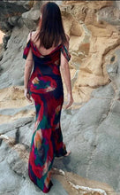 Load image into Gallery viewer, sealbeer A&amp;A off the shoulder Sheer Chiffon Print Maxi Dress