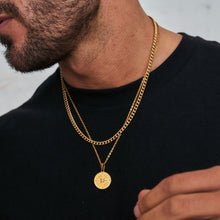 Load image into Gallery viewer, Vnox Layered Necklaces for Men, Sailing Travel Compass Pendant, Stainless Steel Cuban Figaro Wheat Chain, Casual Retro Collar