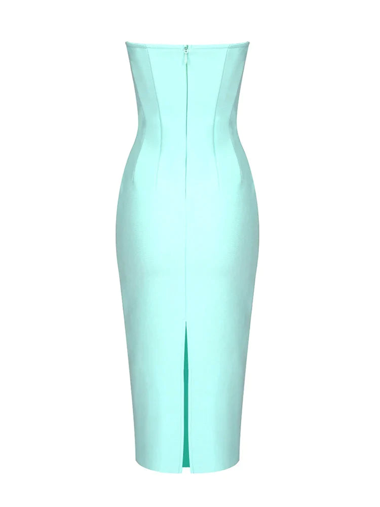 sealbeer A&A Strapless Diamond Detail Bodycon Midi Dress