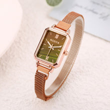 Load image into Gallery viewer, Hot New Dropshipping Fashion Women Green Watch Green Dial Luxury Ladies Scale Watches Simple Rose Gold Mesh Female Quartz Clock