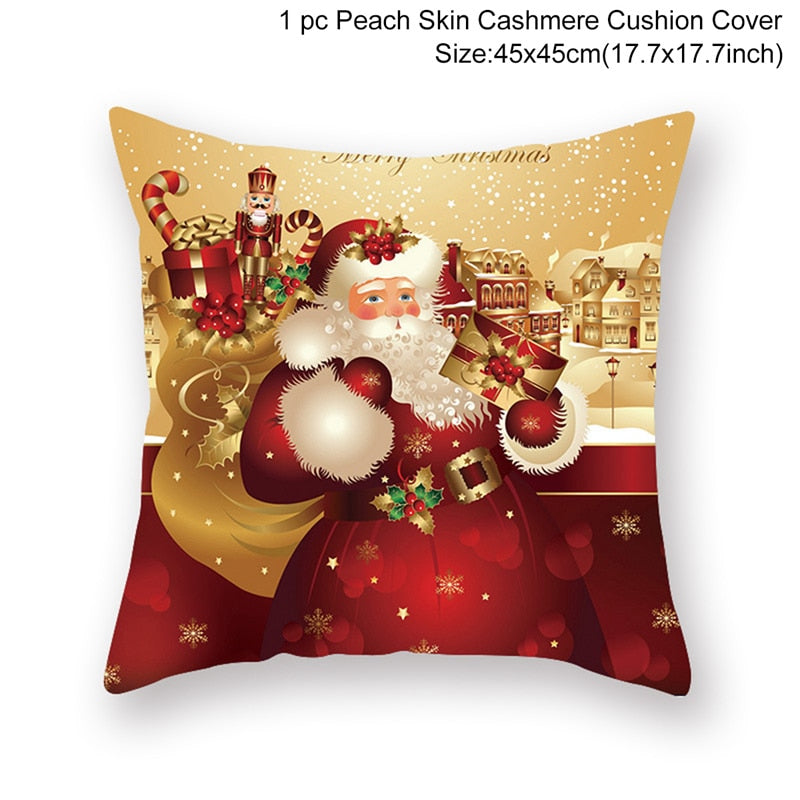 45cm Christmas Cushion Cover Navidad Merry Christmas Decorations For Home 2022 Xmas Noel Cristmas Ornaments New Year Gifts 2023