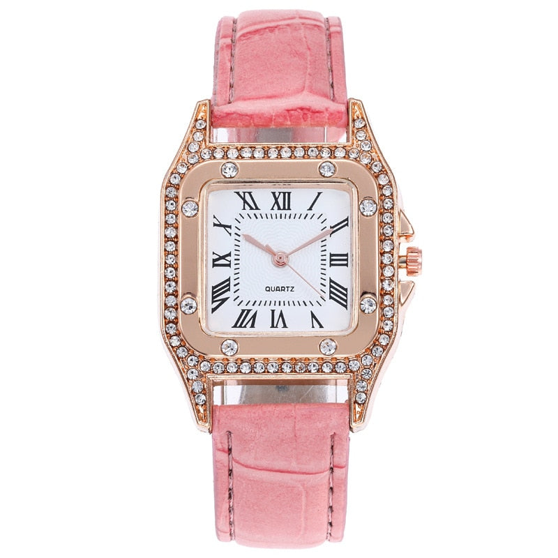 Square Luxury Diamond Women Watch Leather Ladies Watches Waterproof Female Quartz Wristwatch Relogio Feminino Reloj Mujer
