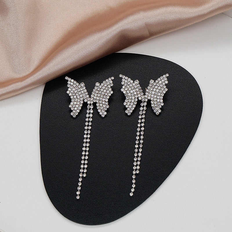 New personality fashion design zircon earrings for women light luxury web celebrity temperament tassels pearl earrings for women