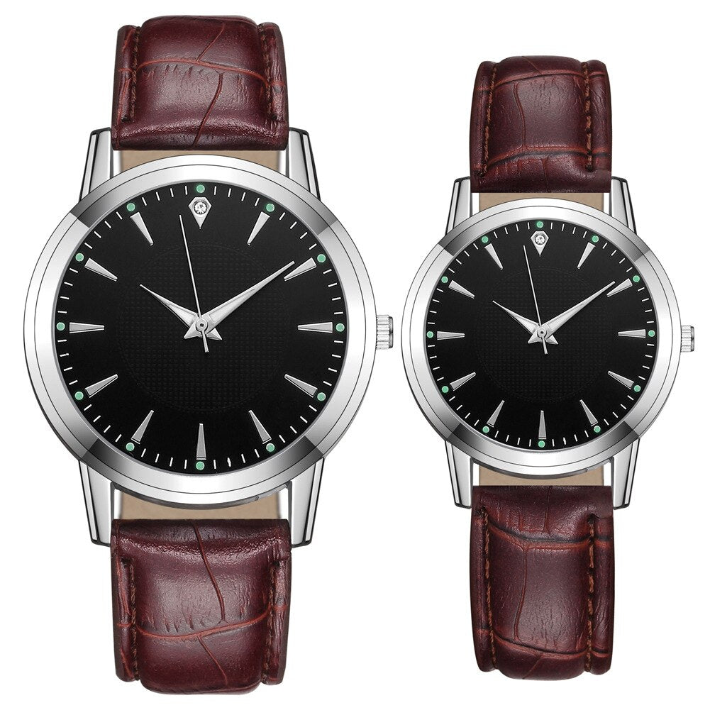 Couple Love Watch Ladies Women&#39;s High-end Male Female Quartz Men Leather Luminous Dial Leisure Wristwatch Ladies Girls Clock