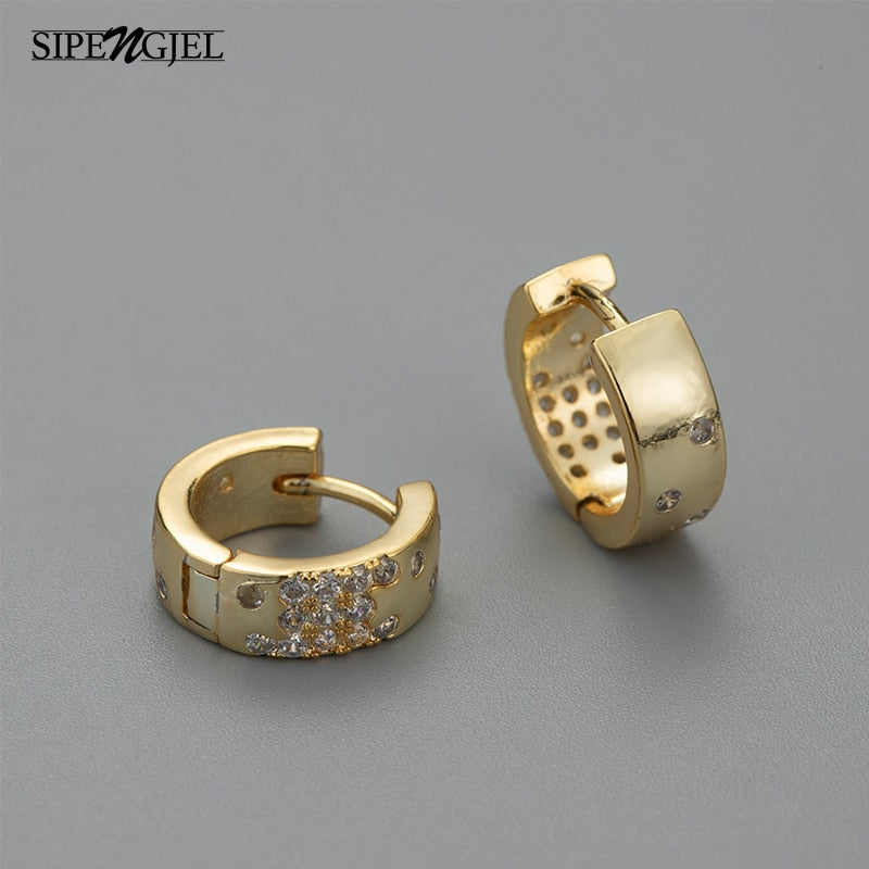 SIPENGJEL Korea Gold Color Circle Hoop Earrings For Women Small Hoops Ear Piercing Earrings Jewelry Pendientes Mujer aretes