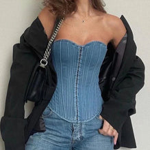 Load image into Gallery viewer, sealbeer A&amp;A Denim Corset Top