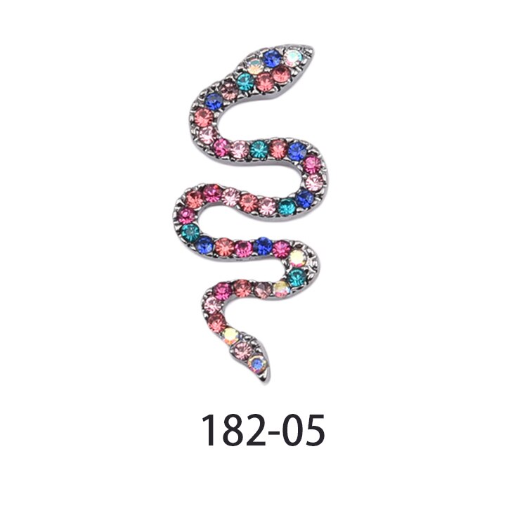 5/10pcs Large Small Big Flatback Luxury 3d Metal Snake Nail Shape Charms Nail Art Rhinestones Jewelry Decor For Women TJ182