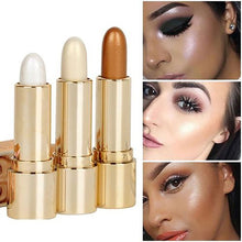 Load image into Gallery viewer, 3 Colors 3D Face Brighten Highlighter Bar Cosmetic Face Contour Bronzer Shimmer Highlighter Stick Concealer Cream Makeup tool