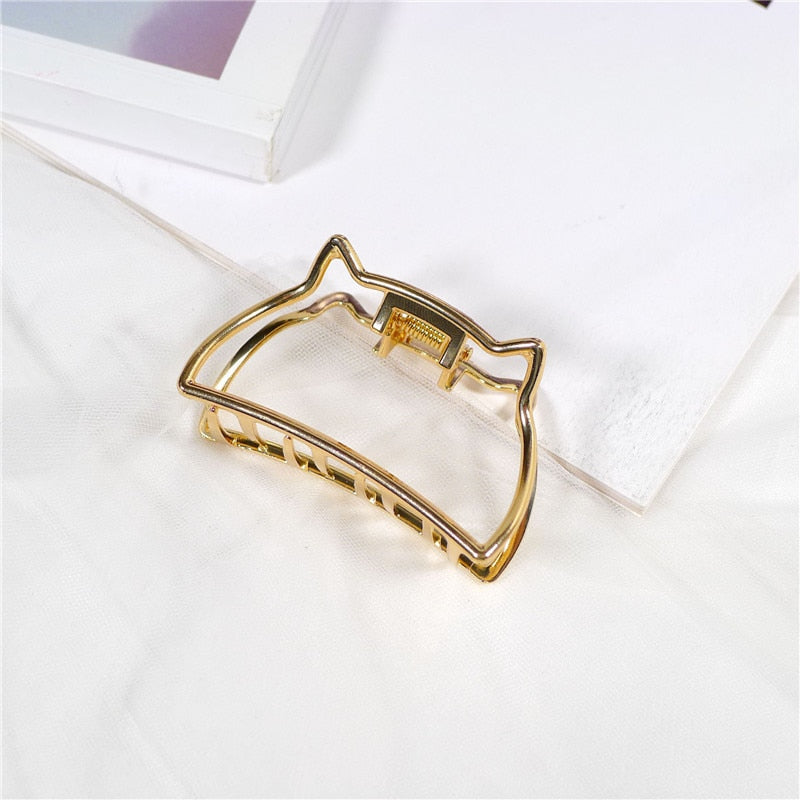 2022 New Silver Butterfly Geometric Large Metal Hair Claw Clips Crab Women Fashion Alloy Gold Silver Hairpin Hair Accessories
