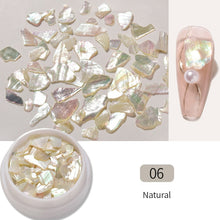 Load image into Gallery viewer, 1 Box Nails Abalone Shell 3d Charm Texture Natural Sea Shell Nail Art Decoration Slice Beads Matail Rivet DIY Manicure Tools