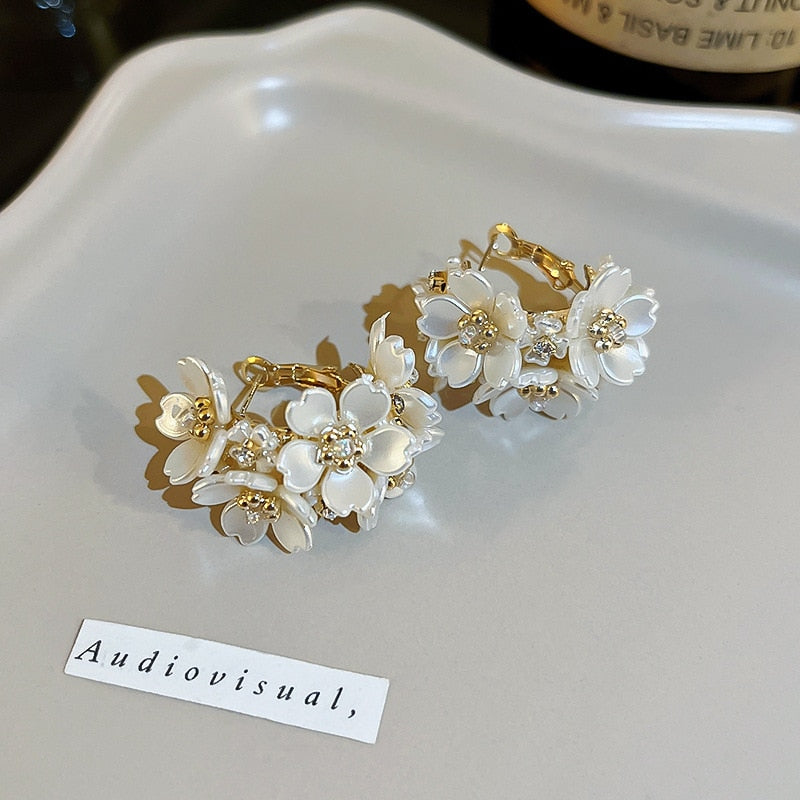 2022 Korean New Exquisite Flower Splicing Earrings Temperament Simple Fashion Versatile Earrings Female Jewelry