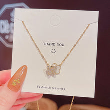 Load image into Gallery viewer, Korean Version Super Fairy Titanium Steel Necklace For Women INS Fashionable Design Butterfly Flower Double Pendant Clavicle Cha