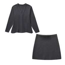Load image into Gallery viewer, sealbeer A&amp;A Two Piece V-Neck High Waist Knitted Mini Skirt Suit
