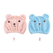 Load image into Gallery viewer, New Dry Hair Cap Towel Strong Absorbing Cute Bear Hat Quick-dry Cartoon Head Wrap Soft Shower Cleaning Supplies Home Hair Drying