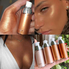 Load image into Gallery viewer, 4 Colors Shimmer Spray Highlighter Illuminator Face Contouring Brighten Body Bronzer Glitter Liquid Highlight Makeup Cosmetic