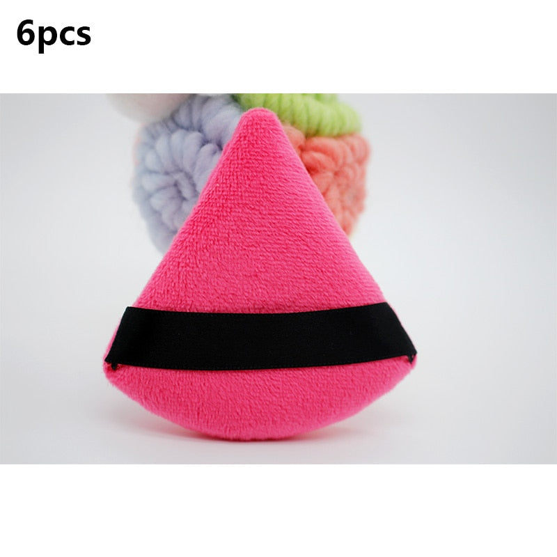 Hot 6PCS Fashion Triangle Velvet Powder Puff  Sponge For Makeup Makeup Tools Cosmetic Puff Facial Beauty Woman Tools Foundation