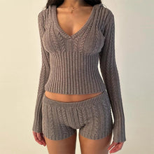 Load image into Gallery viewer, sealbeer A&amp;A It Girl Knitted 2 Piece Set Cropped Sweater and Shorts