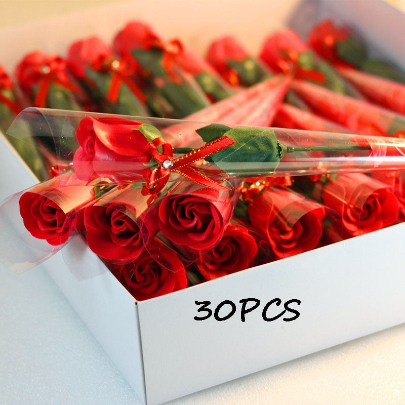 30Pcs Soap Rose Artificial Flower Bath Body Rose Flower Wedding Valentines Day Gift Floral Soap Scented Rose Nordic Home Decor
