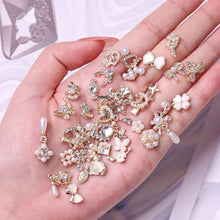 Load image into Gallery viewer, 50PCS New Wholesale Bowknot/Heart/Flower mix Alloy Nail Rhinestone Mixed Metal Jewelry Manicure DIY Nail Art Decorations Random