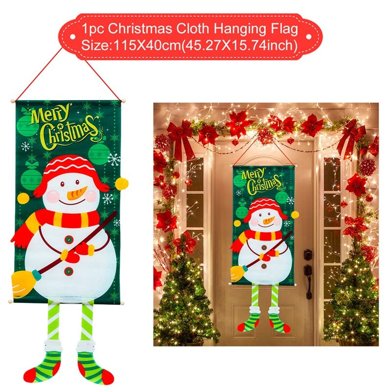 Merry Christmas Hanging Flag Christmas Decorations For Home Door Christmas Ornaments Xmas Gifts Navidad Decor 2023 New Year