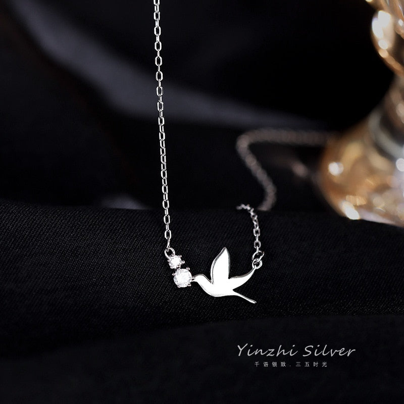 Korea Temperament Cute Swallow Literary Short 925 Sterling Silver Clavicle Chain Temperament Trendy Female Necklace Jewlery