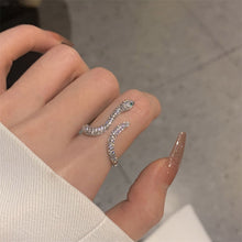 Load image into Gallery viewer, Vintage Punk Snake Shape Ring for Men Women Korean Elegant Opening Adjustable Crystal Rings Weddings Party Jewelry